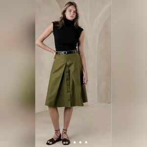 Banana Republic Factory- Heratige Twill A-Line Midi Skirt Mangrove Tree Sz 4